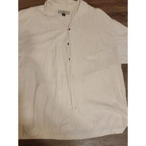 Tommy Bahama Men's Silk‎ Shirt Button-up Short Sleeve Off-white Sz XL Relax Fit